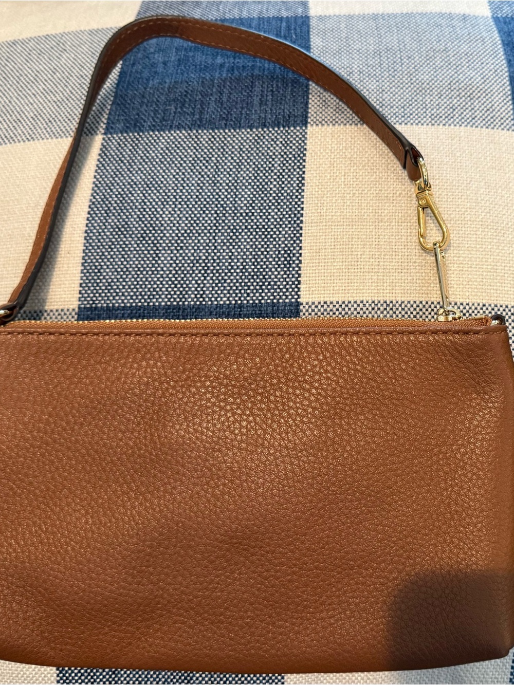 Michael Kors Cognac colored Pebbled Leather Wristlet with Gold Hardware - Picture 2 of 11
